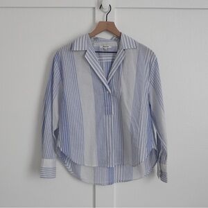 Madewell Notch Collar Popover Striped Shirt